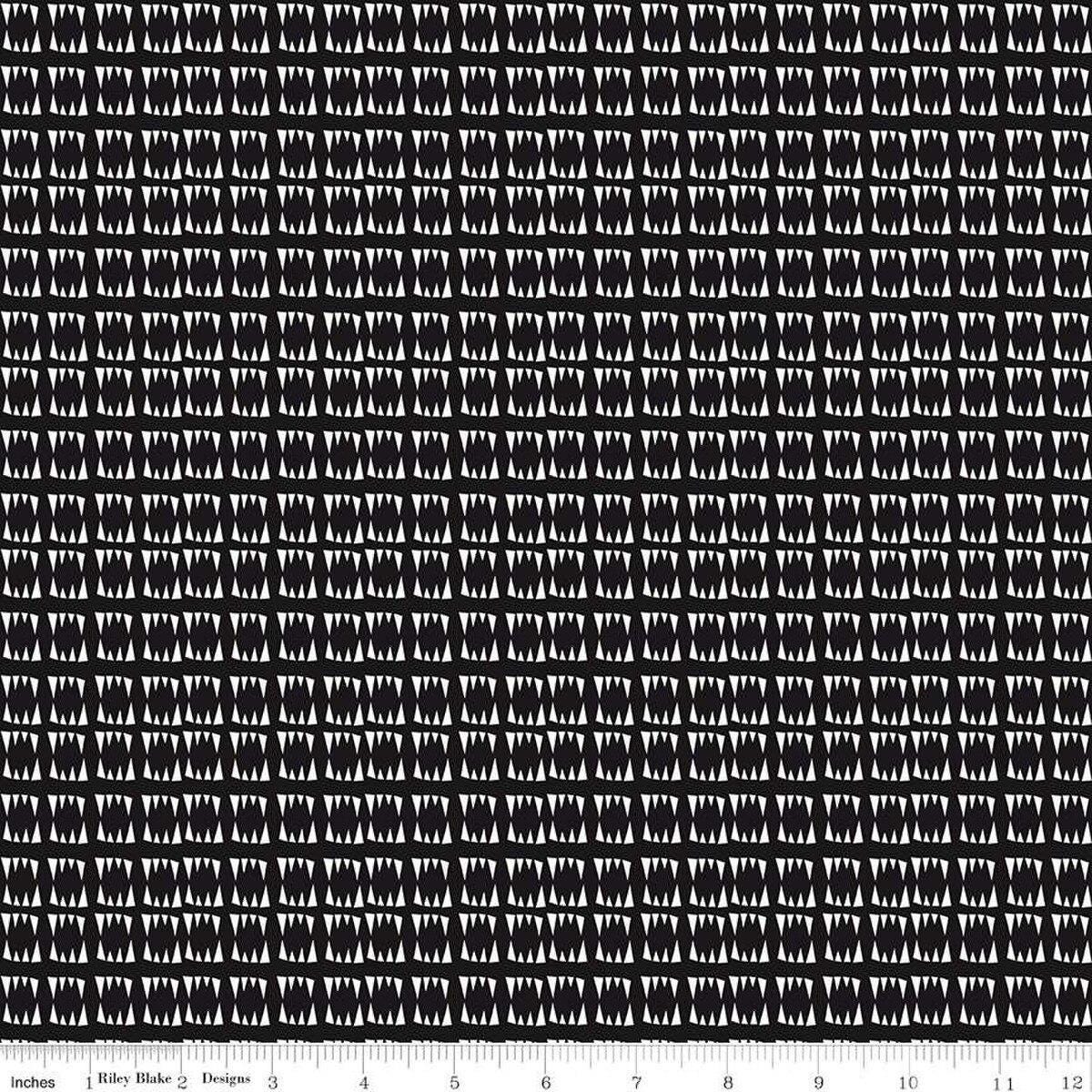 Beggar's Night Fangs Black - GLOW in the DARK - Riley Blake Designs - Cotton Fabric by the yard - GC14506 - BLACK - Halloween Fabric - Ray of Sonshine Design