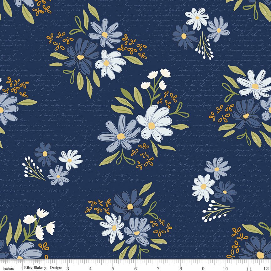 Between the Pages Main Navy Riley Blake Designs Quilting Cotton Fabric by the Yard - Ray of Sonshine Design