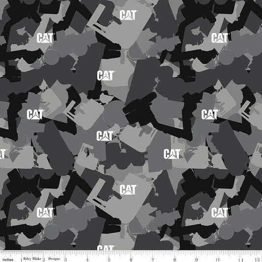 Caterpillar 100 Years Camo Gray Riley Blake Fabric by the Yard - Ray of Sonshine Design