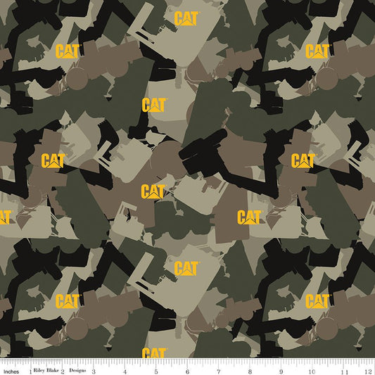 Caterpillar 100 Years Camo Green Riley Blake Fabric by the Yard - Ray of Sonshine Design