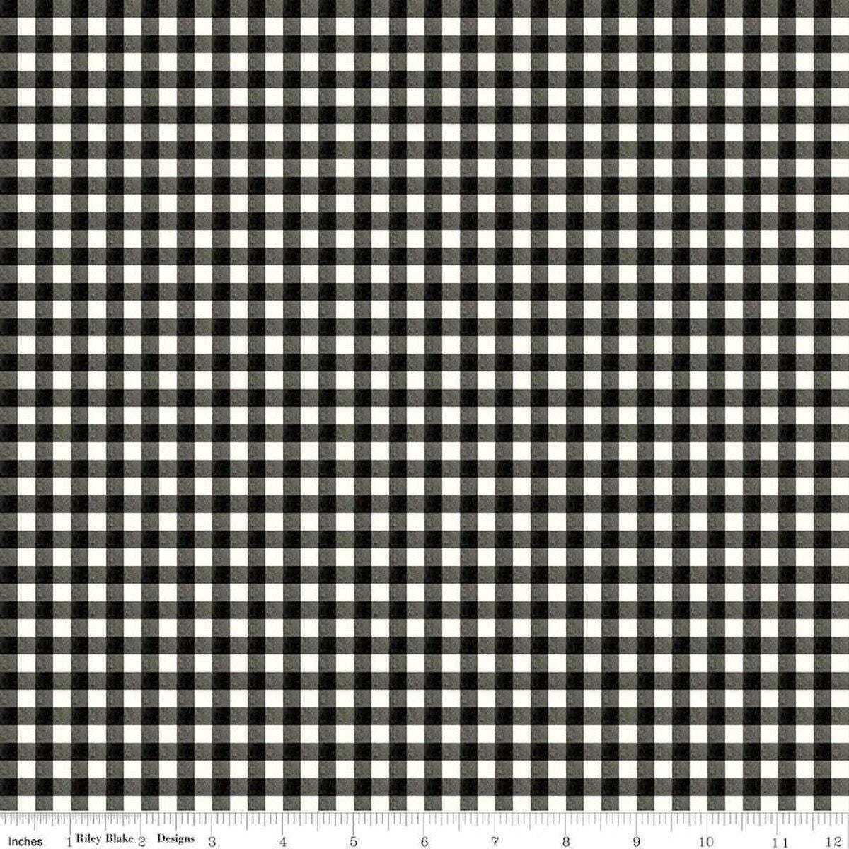 Charming Christmas Gingham Black - Riley Blake Designs - Quilting Cotton Fabric by the yard - Festive - C16356 - BLACK - Ray of Sonshine Design