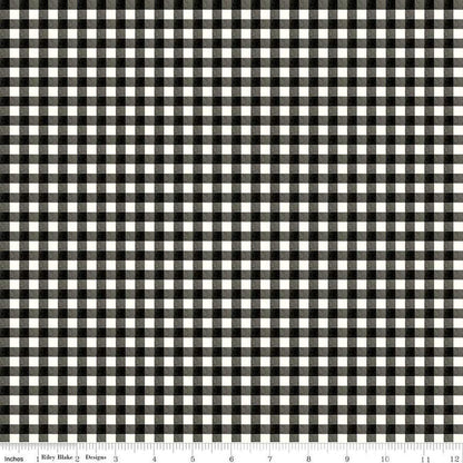 Charming Christmas Gingham Black - Riley Blake Designs - Quilting Cotton Fabric by the yard - Festive - C16356 - BLACK - Ray of Sonshine Design