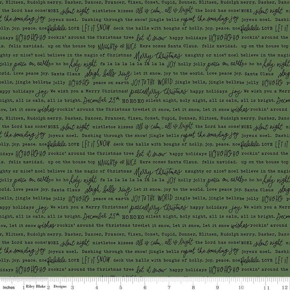 Charming Christmas Words Green - Riley Blake Designs - Quilting Cotton Fabric by the yard - Holiday - C16357 - GREEN - Ray of Sonshine Design