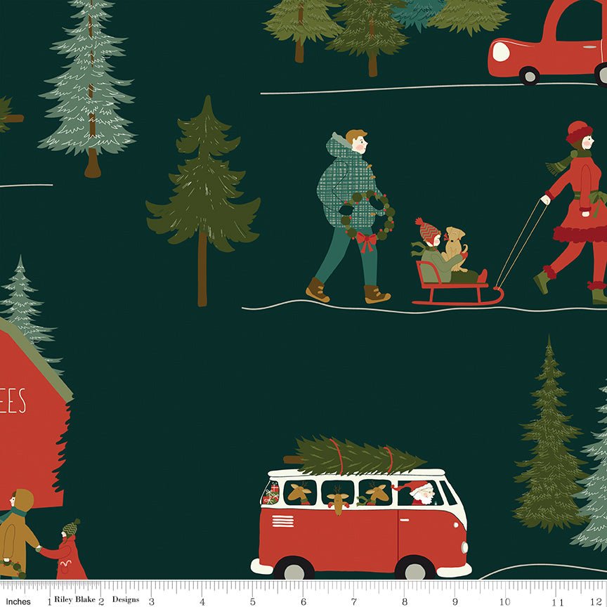 Christmas Is in Town 107/108" Wideback Fabric – Forest | Fabric by the Yard - Ray of Sonshine Design