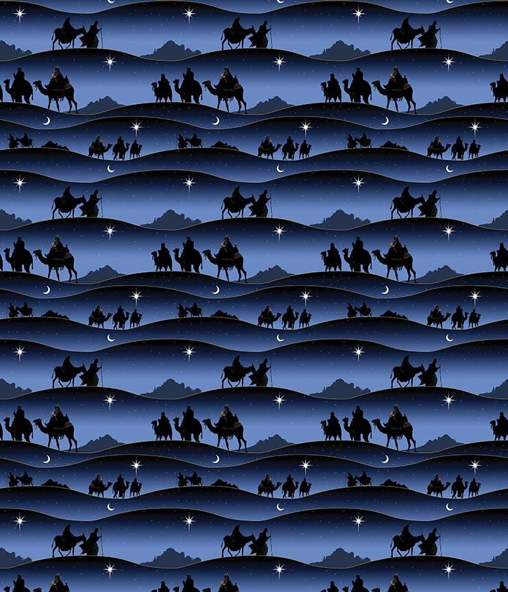 Christmas Wishes Border Print Navy - Riley Blake Designs - Fabric by the yard - CD15049 - NAVY - Ray of Sonshine Design