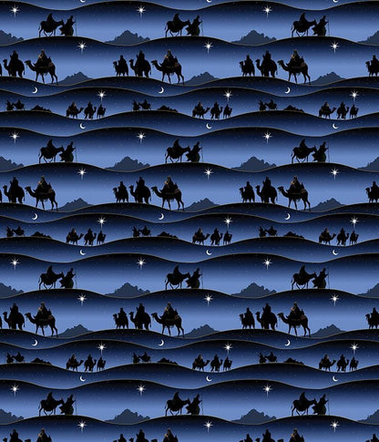 Christmas Wishes Border Print Navy - Riley Blake Designs - Fabric by the yard - CD15049 - NAVY - Ray of Sonshine Design