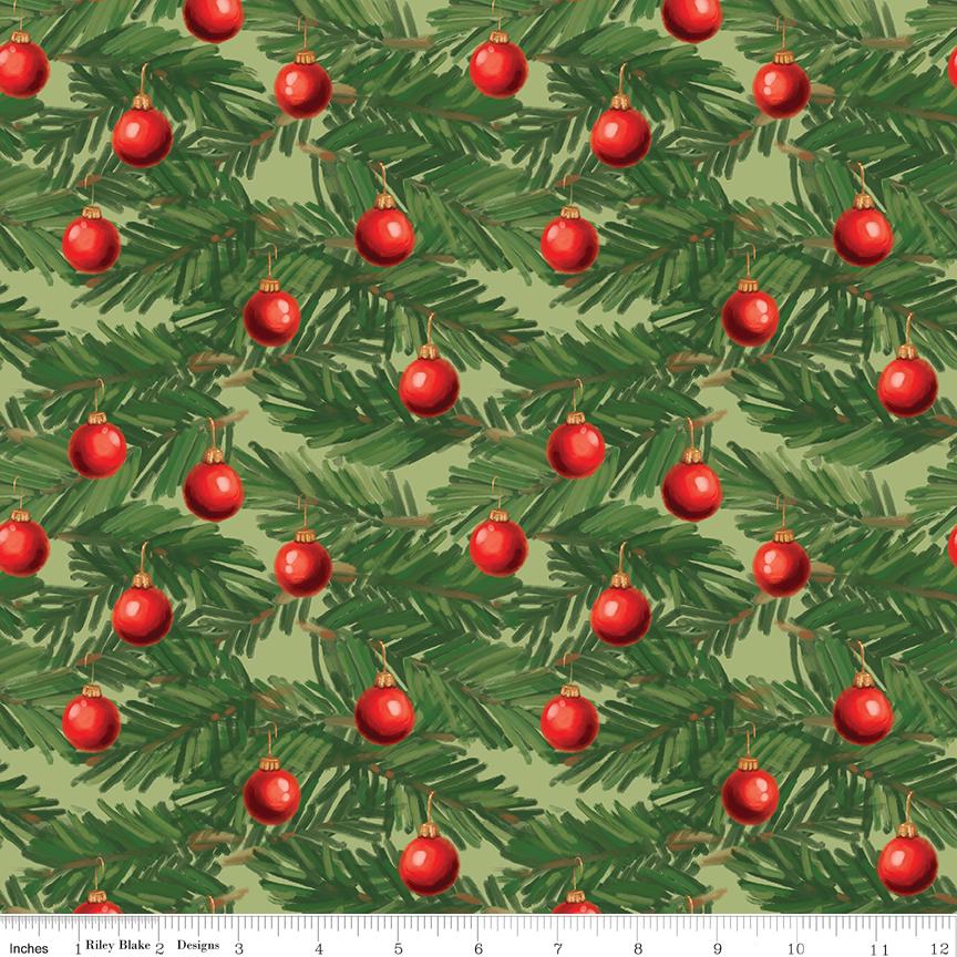 Christmas Wishes Ornaments Light Green - Riley Blake Designs - Cotton Fabric by the Yard - C15044 - LTGREEN - Ray of Sonshine Design