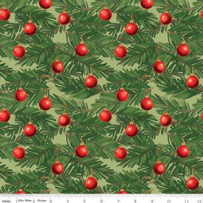Christmas Wishes Ornaments Light Green - Riley Blake Designs - Cotton Fabric by the Yard - C15044 - LTGREEN - Ray of Sonshine Design