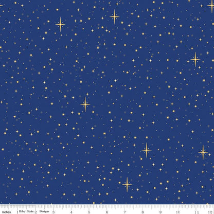 Christmas Wishes Starry Sky Blue - Riley Blake Designs - Cotton Fabric by the Yard - C15046 - BLUE - Ray of Sonshine Design