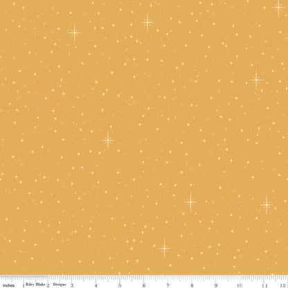 Christmas Wishes Starry Sky Cream - Riley Blake Designs - Cotton Fabric by the Yard - C15046 - GOLD - Ray of Sonshine Design