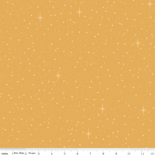 Christmas Wishes Starry Sky Cream - Riley Blake Designs - Cotton Fabric by the Yard - C15046 - GOLD - Ray of Sonshine Design