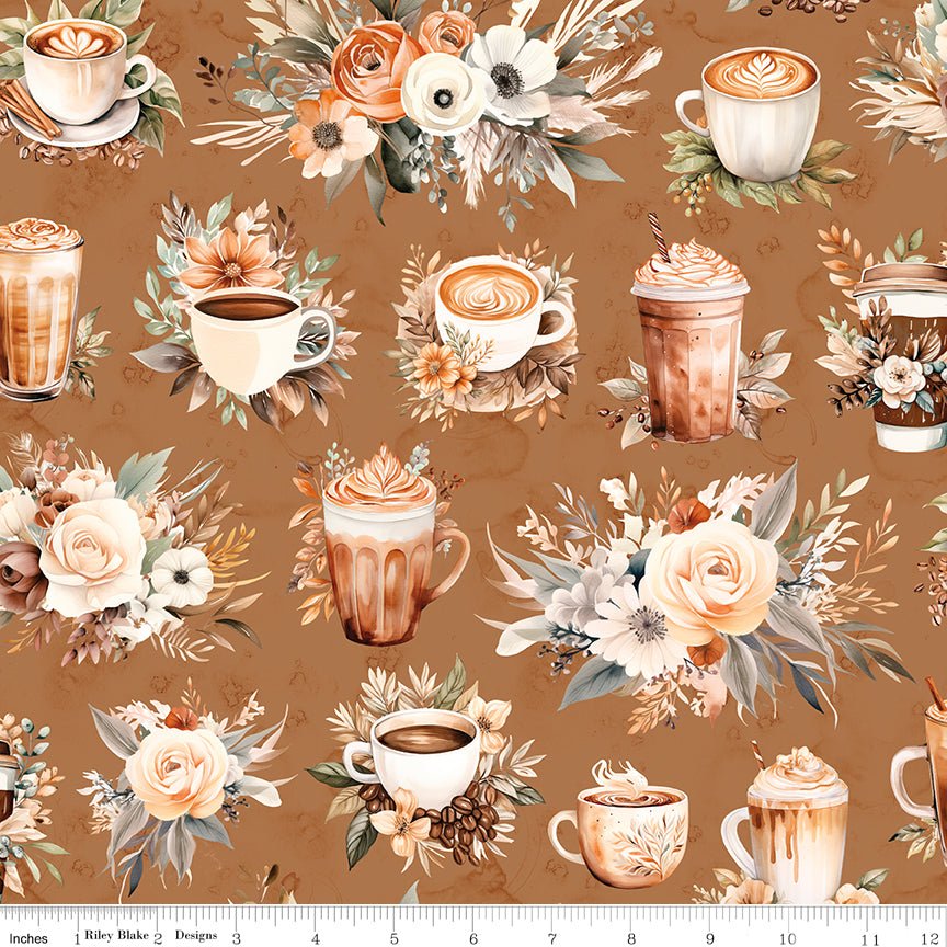 Coffee Time Main Cinnamon by Riley Blake - Quilting Cotton Fabric by the Yard - Ray of Sonshine Design