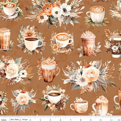 Coffee Time Main Cinnamon by Riley Blake - Quilting Cotton Fabric by the Yard - Ray of Sonshine Design