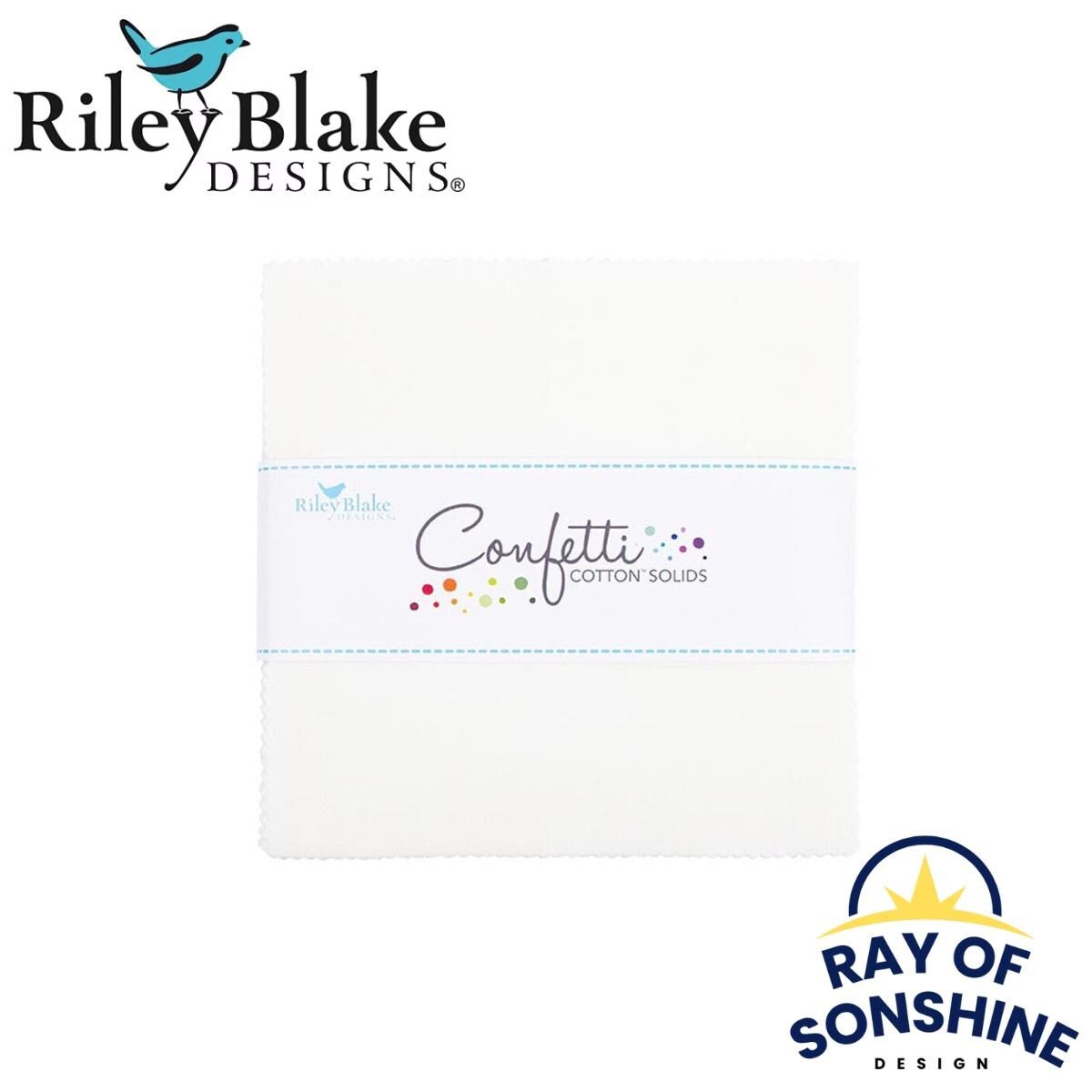 Confetti Cotton™ Cotton 5" Stacker Charm Pack - Riley Blake Designs - 42 pieces - Precut White Cotton Fabric Squares - 5 - 120 - COTTON - 42 - Ray of Sonshine Design