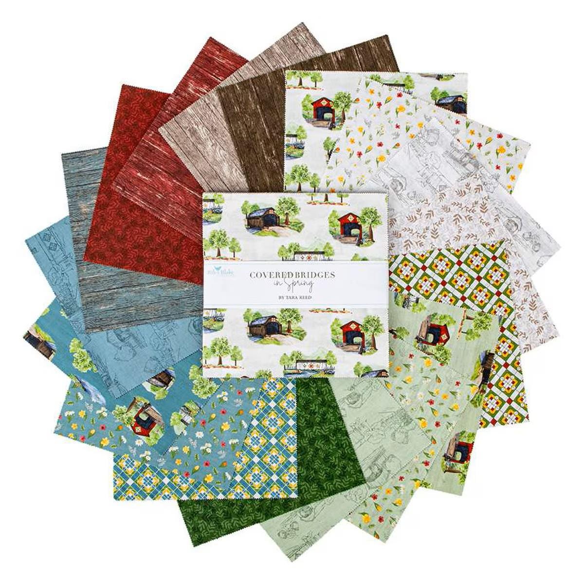 Covered Bridges in Spring Layer Cake 10" Stacker Bundle - Riley Blake Designs - 42 piece Precut - Quilting Cotton Fabric - 10 - 15820 - 42 - Ray of Sonshine Design