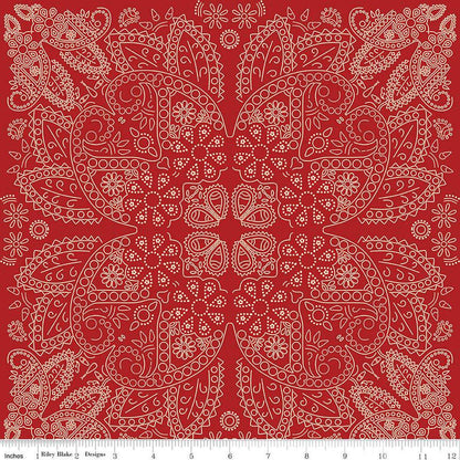 Cowboys Bandana Barn Red - Riley Blake Designs - Cotton Fabric by the yard - C15493 - BARNRED - Ray of Sonshine Design