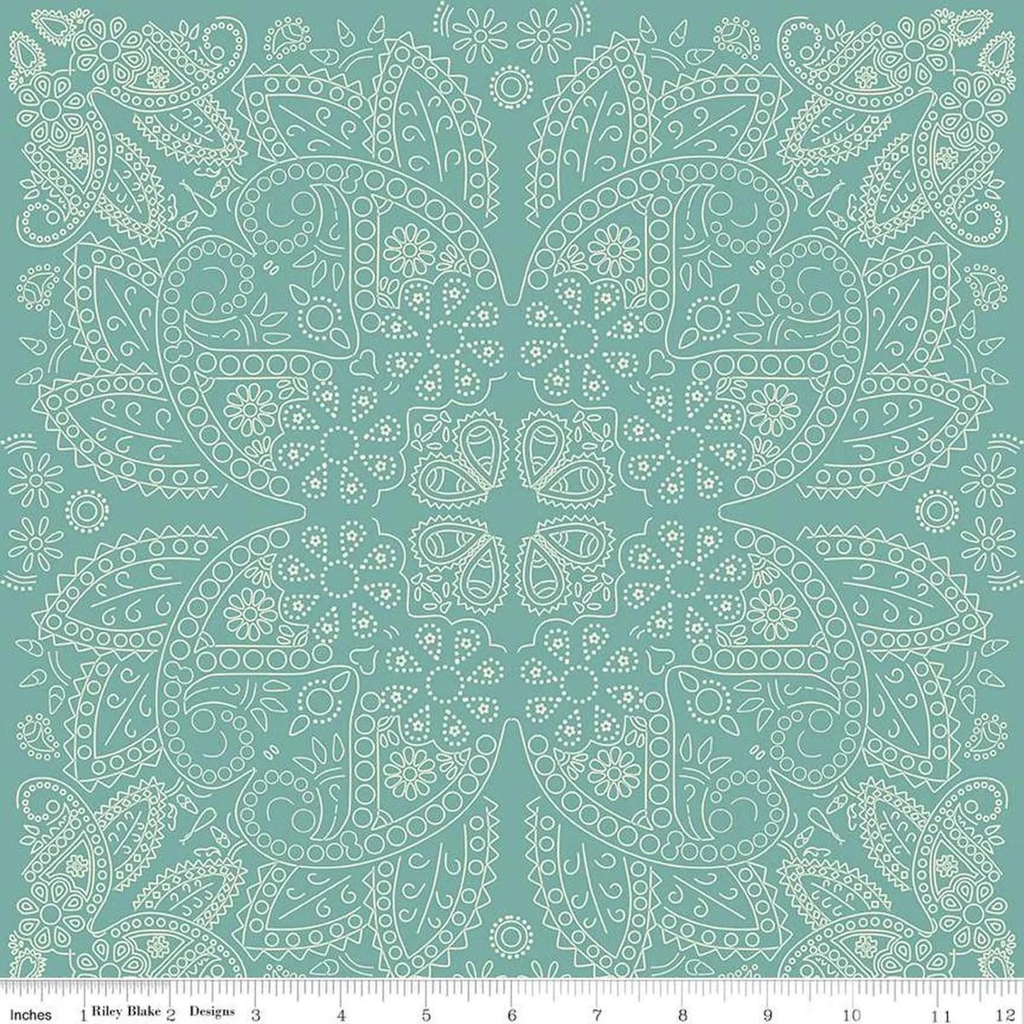 Cowboys Bandana Barn Teal - Riley Blake Designs - Cotton Fabric by the yard - C15493 - TEAL - Ray of Sonshine Design