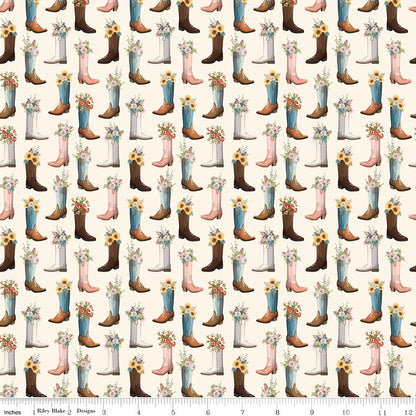 Cowgirl Boots Cream Riley Blake Designs Fabric by the Yard - Ray of Sonshine Design