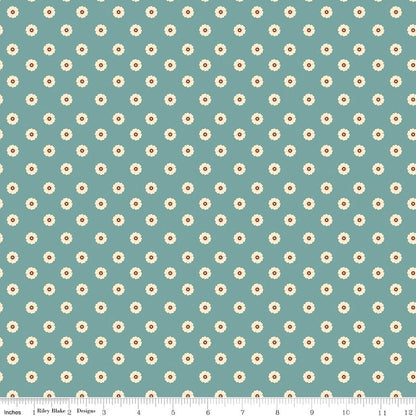 Cowgirl Flower Dots Blue Riley Blake Fabric by the Yard - Ray of Sonshine Design