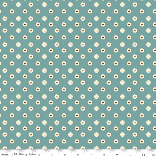 Cowgirl Flower Dots Blue Riley Blake Fabric by the Yard - Ray of Sonshine Design