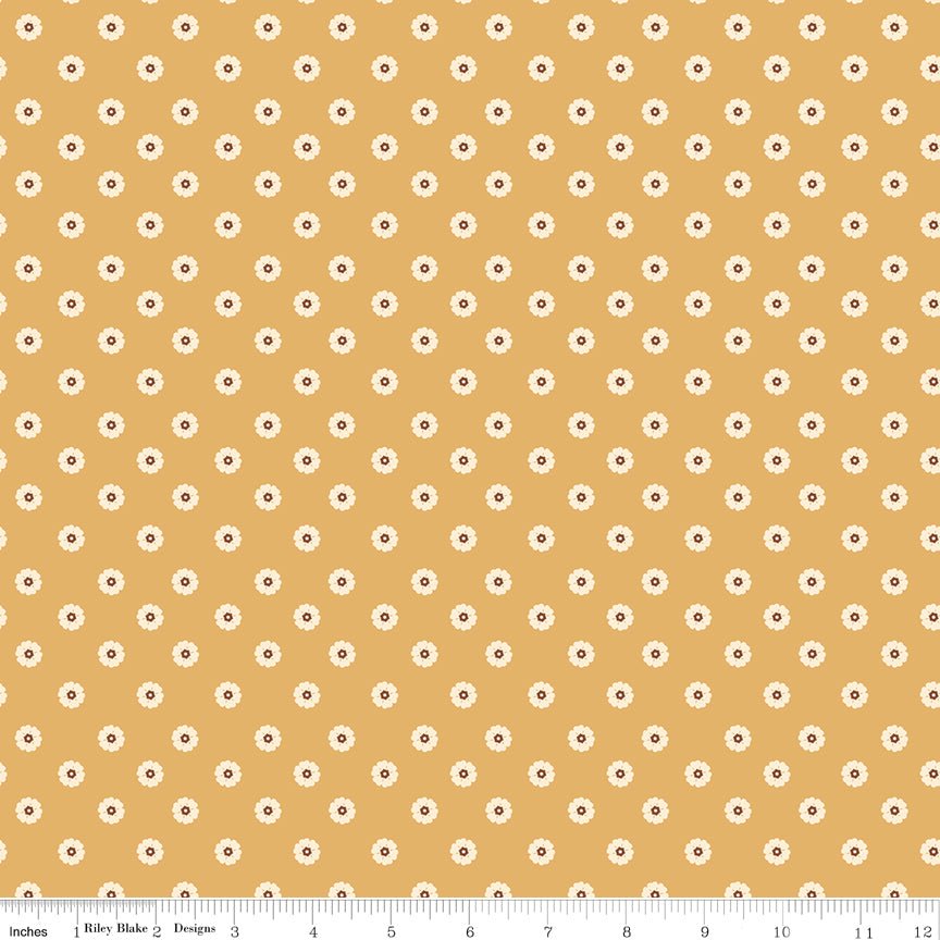 Cowgirl Flower Dots Yellow Riley Blake Designs Fabric by the Yard - Ray of Sonshine Design