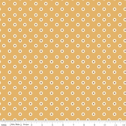 Cowgirl Flower Dots Yellow Riley Blake Designs Fabric by the Yard - Ray of Sonshine Design
