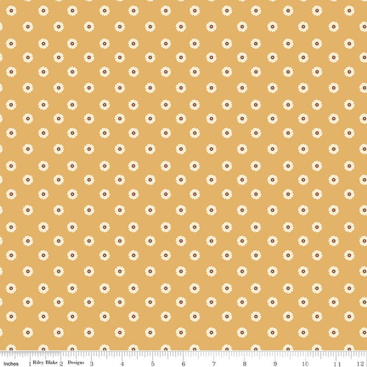 Cowgirl Flower Dots Yellow Riley Blake Designs Fabric by the Yard - Ray of Sonshine Design