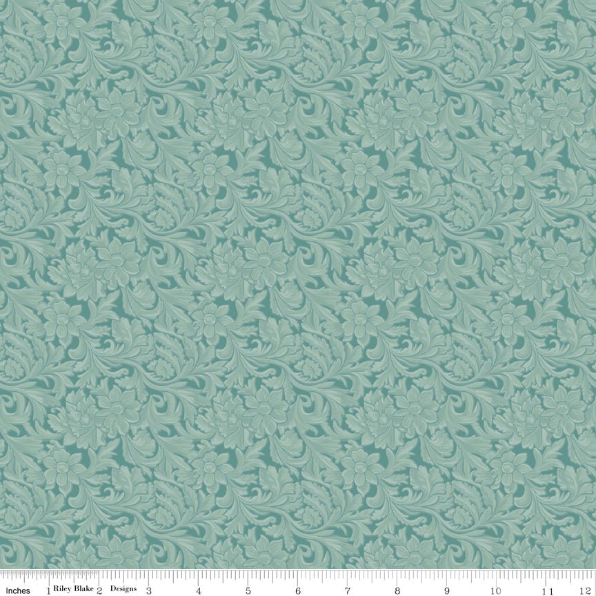 Cowgirl Leather Blue Riley Blake Fabric by the Yard - Ray of Sonshine Design