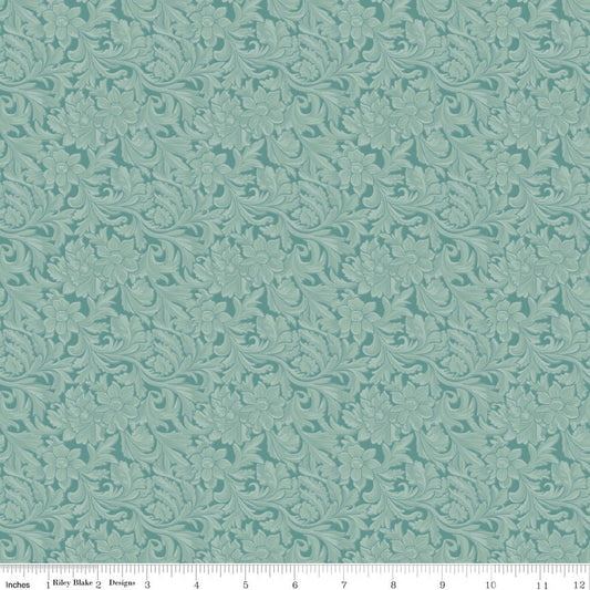 Cowgirl Leather Blue Riley Blake Fabric by the Yard - Ray of Sonshine Design