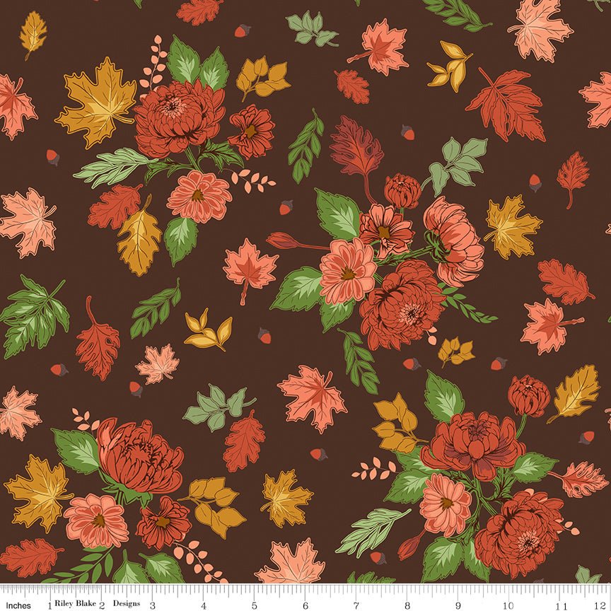 Cozy Autumn Main Brown - Riley Blake Fabric by the Yard - Ray of Sonshine Design