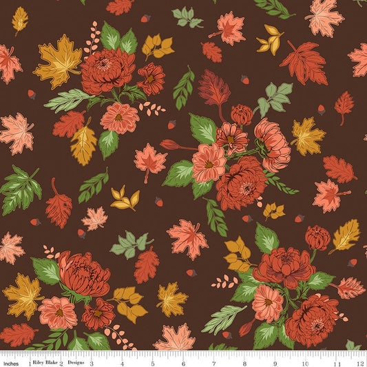 Cozy Autumn Main Brown - Riley Blake Fabric by the Yard - Ray of Sonshine Design