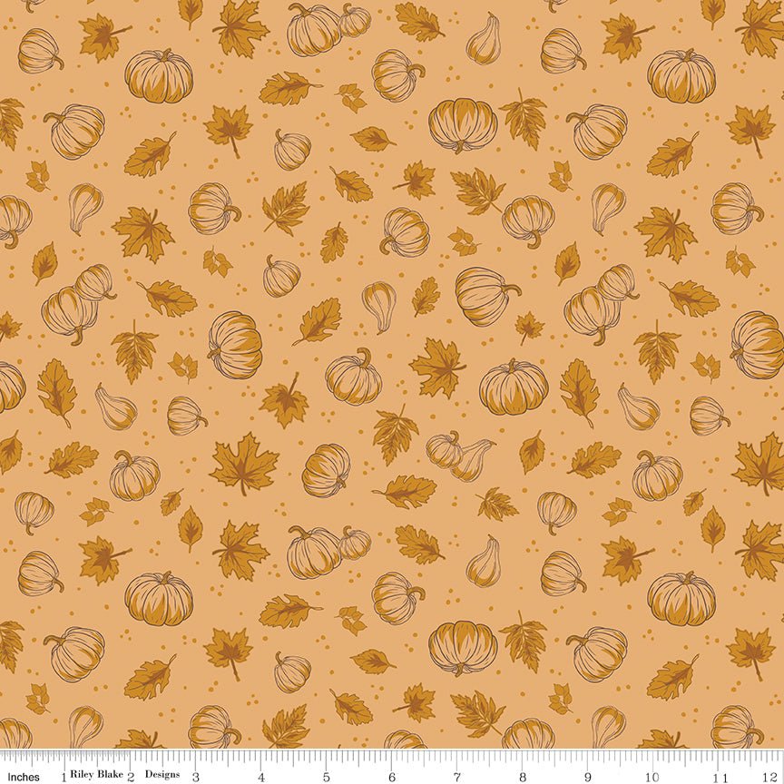 Cozy Autumn Pumpkins Daisy - Riley Blake Fabric by the Yard - Ray of Sonshine Design