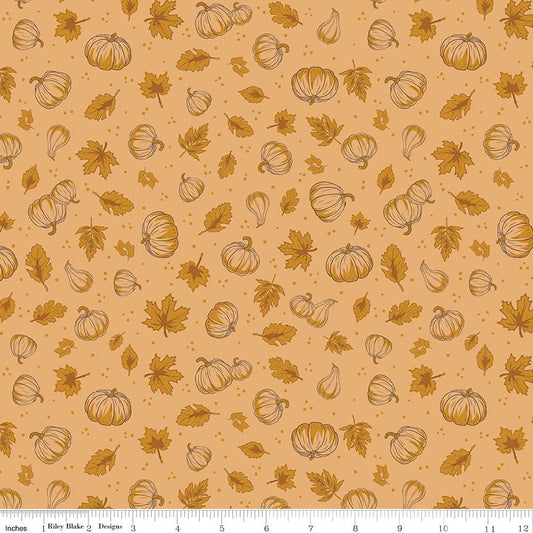 Cozy Autumn Pumpkins Daisy - Riley Blake Fabric by the Yard - Ray of Sonshine Design