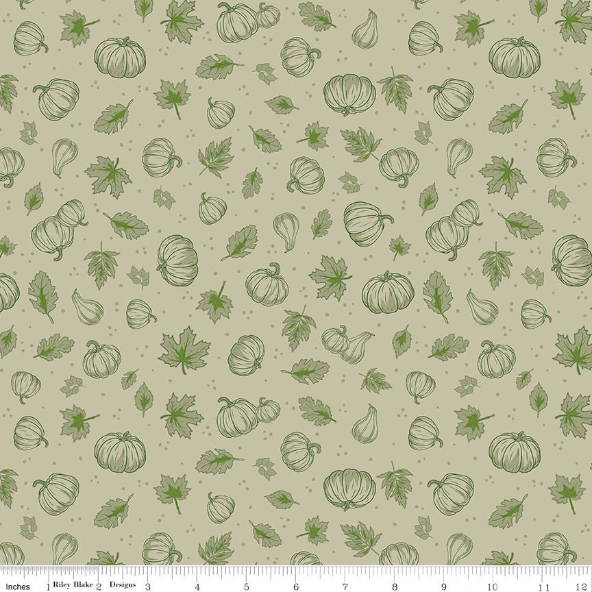 Cozy Autumn Pumpkins Meadow - Riley Blake Fabric by the Yard - Ray of Sonshine Design