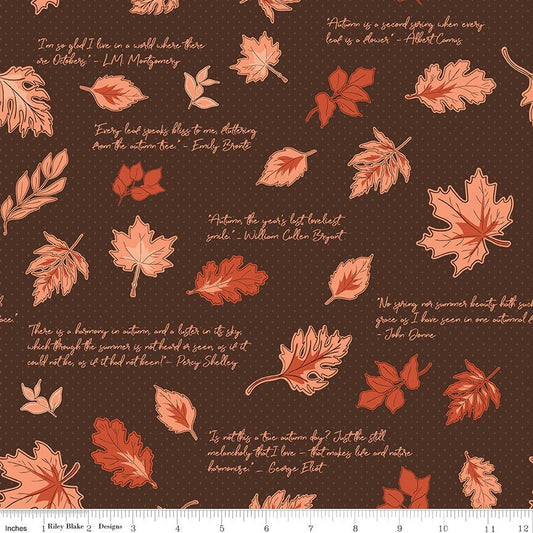 Cozy Autumn Quotes Brown - Riley Blake Fabric by the Yard - Ray of Sonshine Design