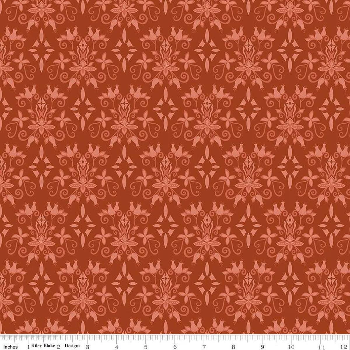 Curated Blooms Damask Auburn - C15342 - AUBURN - Riley Blake Designs - Cotton Fabric by the yard - Ray of Sonshine Design