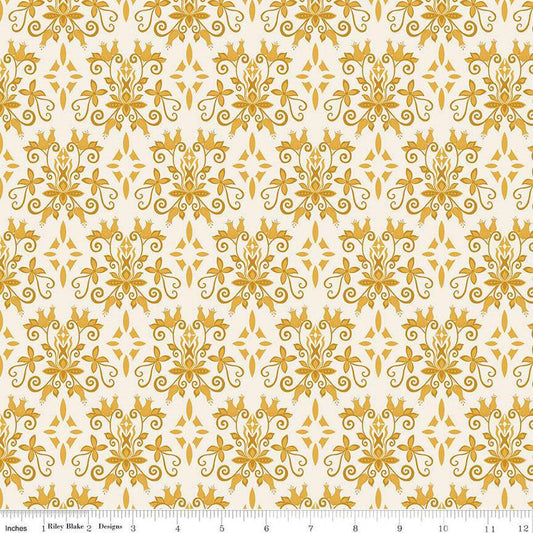 Curated Blooms Damask Cream - C15342 - CREAM - Riley Blake Designs - Cotton Fabric by the yard - Ray of Sonshine Design