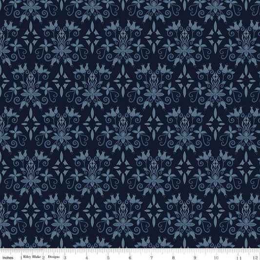 Curated Blooms Damask Midnight - C15342 - MIDNIGHT - Riley Blake Designs - Cotton Fabric by the yard - Ray of Sonshine Design