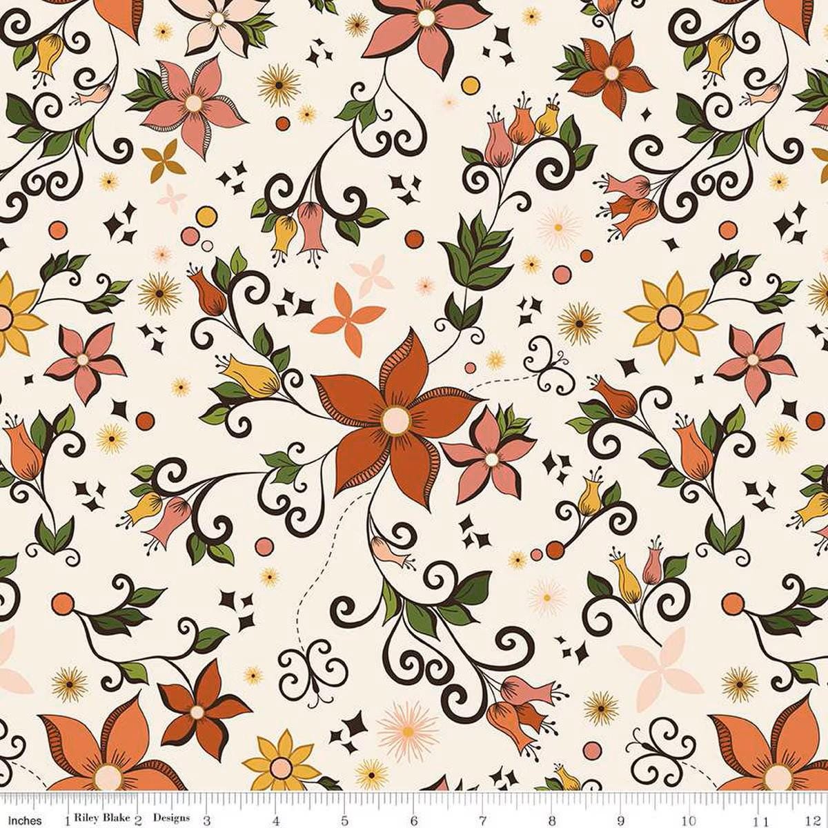 Curated Blooms Main Cream - CC15340 - CREAM - Riley Blake Designs - Nordic Theme - Cotton Fabric by the yard - Ray of Sonshine Design