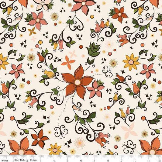 Curated Blooms Main Cream - CC15340 - CREAM - Riley Blake Designs - Nordic Theme - Cotton Fabric by the yard - Ray of Sonshine Design