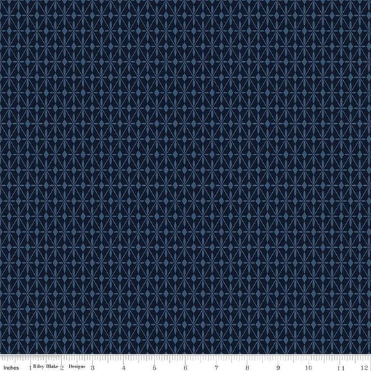 Curated Blooms Mosaic Diamonds Midnight - C15344 - MIDNIGHT - Riley Blake Designs - Cotton Fabric by the yard - Ray of Sonshine Design
