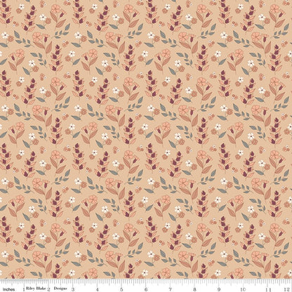 Evening on the Prairie Autumn Floral Beige Riley Blake Fabric by the Yard - Ray of Sonshine Design