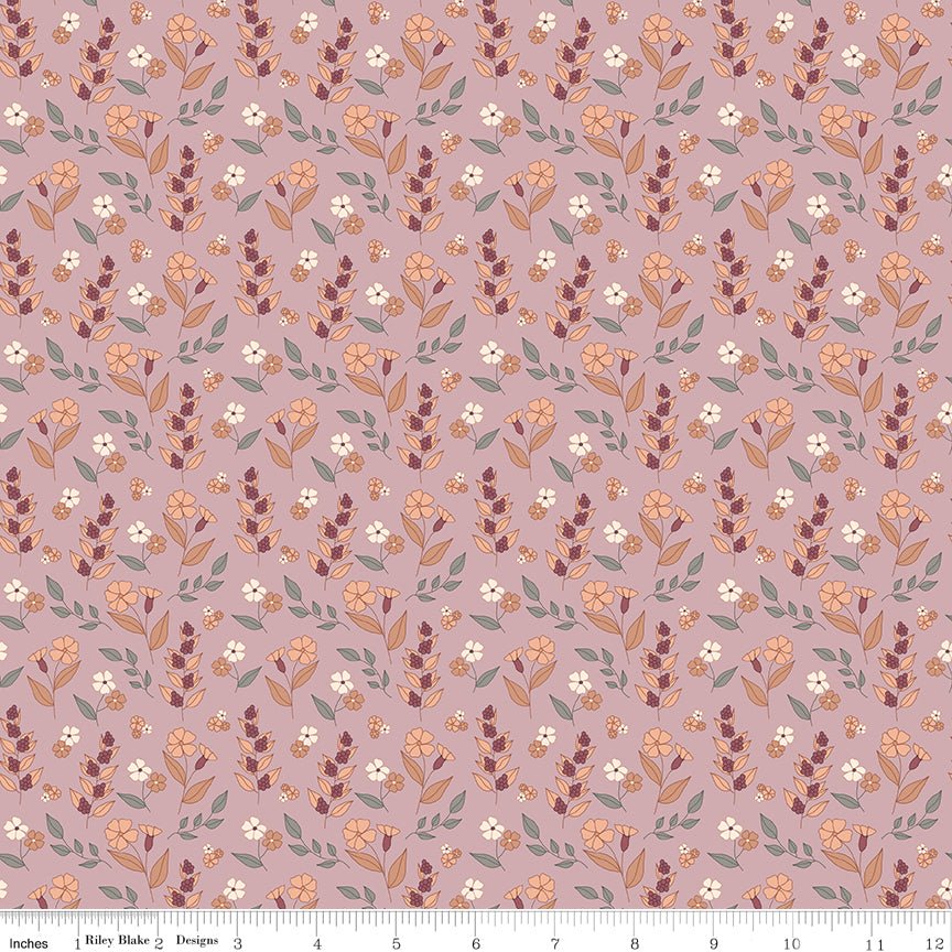 Evening on the Prairie Autumn Floral Mauve Riley Blake Designs Fabric by the Yard - Ray of Sonshine Design
