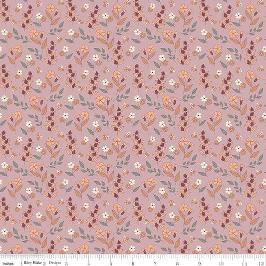 Evening on the Prairie Autumn Floral Mauve Riley Blake Designs Fabric by the Yard - Ray of Sonshine Design
