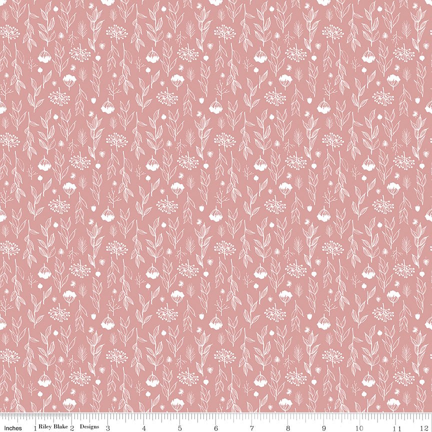 Evening on the Prairie Silhouette Floral Pink Riley Blake Designs Fabric by the Yard - Ray of Sonshine Design
