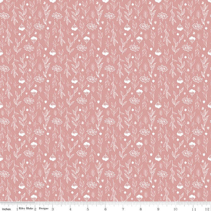 Evening on the Prairie Silhouette Floral Pink Riley Blake Designs Fabric by the Yard - Ray of Sonshine Design