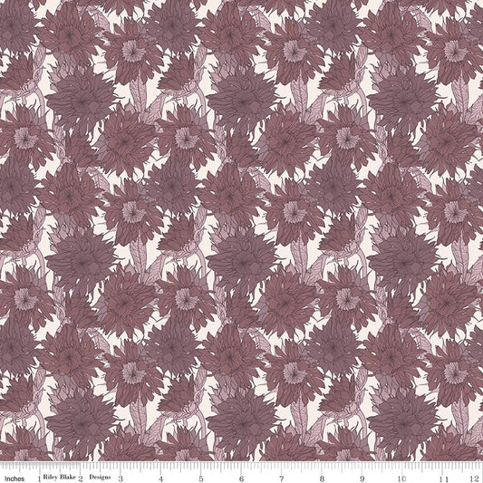 Evening on the Prairie Sunflower Grape Modern Prairie Riley Blake Fabric by the Yard - Ray of Sonshine Design
