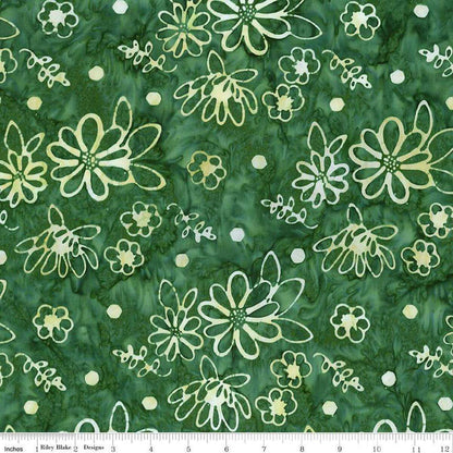 Expressions Batiks Watercolor Daisies Garden Party - Riley Blake Designs - Cotton Fabric by the Yard - BT23240 - 327 - Ray of Sonshine Design