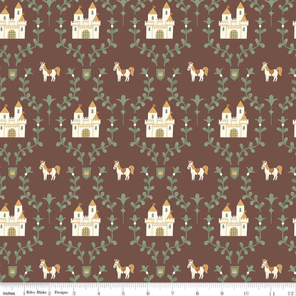 Faraway Kingdom Enchanted Castle Cocoa Riley Blake Fabric by the Yard - Ray of Sonshine Design