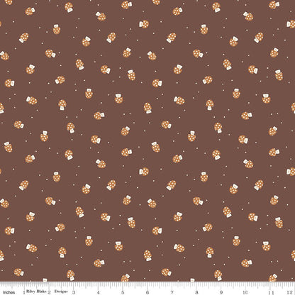Faraway Kingdom Mushroom Cheer Cocoa Fabric by the Yard or Fat Quarter | Riley Blake Designs - Ray of Sonshine Design